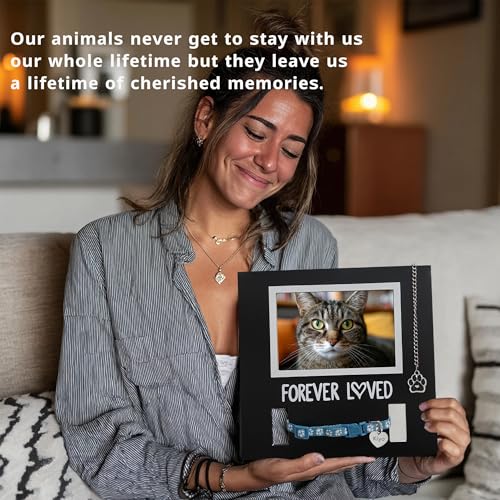 MYPAWLETS Dog/Cat Collar Memorial Frame with Paw Print Charm,Pet Loss Sympathy Gift,Pets Memorial Gift for Loss of Dog,Forever Loved Pet Keepsake Frame,Dogs Passing Away Gifts