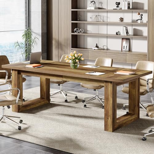 Tribesigns Conference Table, Modern Meeting Table, 5 ft Wood Conference Room Table, Large Rectangular Business Furniture Seminar for Boardroom (1, Brown) Tribesigns