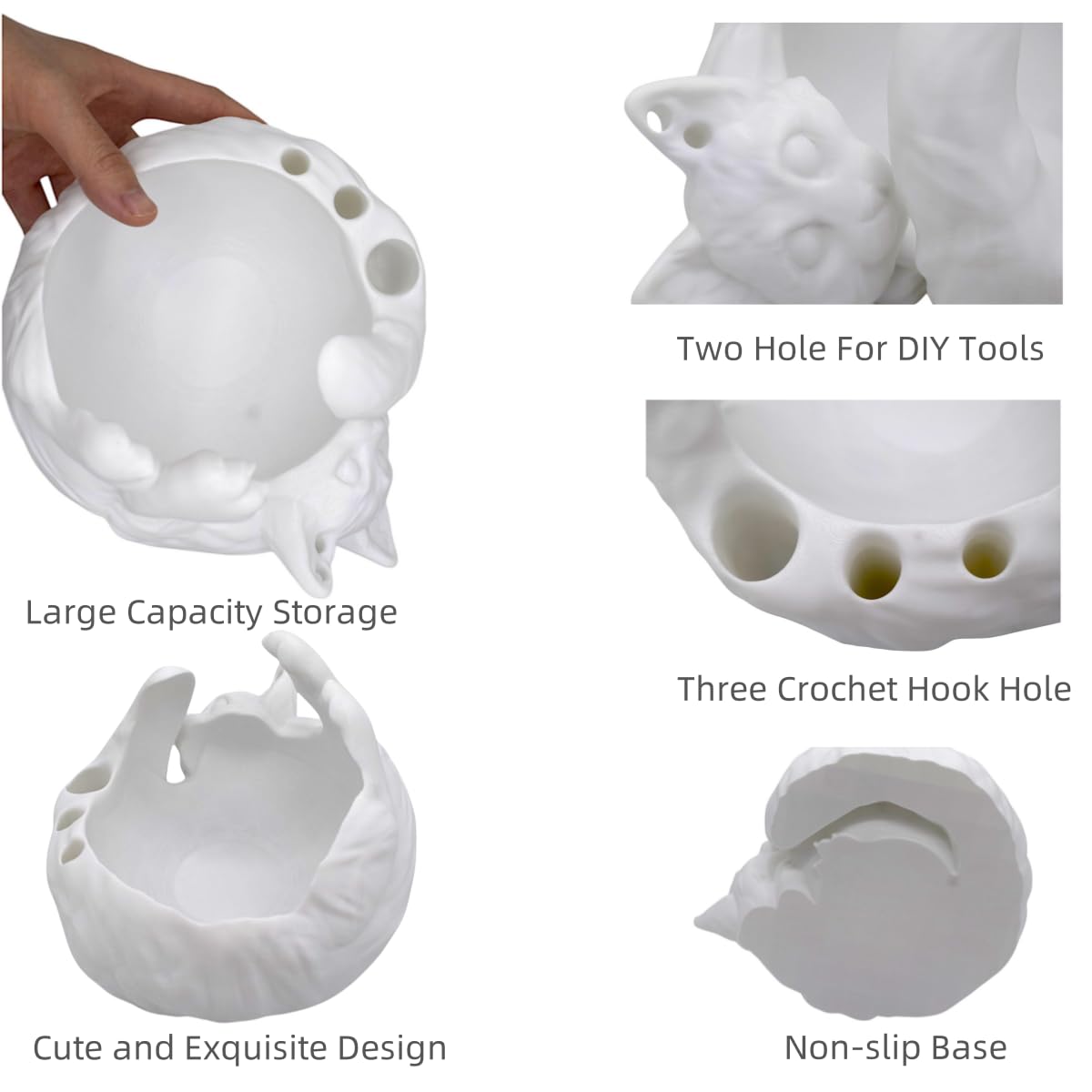 ThinkThings 3D Printed Yarn Bowl For Crocheting, Large Capacity Storage Container for Candy Keychain Accessories On Desk, Lovely Sleeping Cat Ornaments, Special Crochet Bowl, Pets Feeding Bowls ThinkThings
