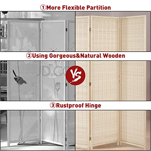 Esright 4 Panel Bamboo Room Divider, 6 Ft Tall Folding Privacy Screen Room Divider, Freestanding Partition Wall Dividers for Office,Bedroom, Beige Esright