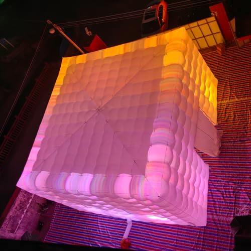 Vinfgoes Portable Large White Inflatable Party Tent Night Club Room House Marquee Air Cube Tent with Wall Washer Light for Wedding Party Events (26.2x26.2x16.4ft) Vinfgoes
