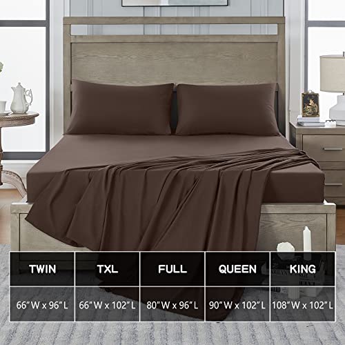 FreshCulture Twin Flat Sheet - Hotel Quality Twin Flat Sheet Only - Brushed Microfiber Top Sheet - Ultra Soft & Breathable - Wrinkle-Free - Easy Care - Single Flat Sheet (Twin, Brown) FreshCulture