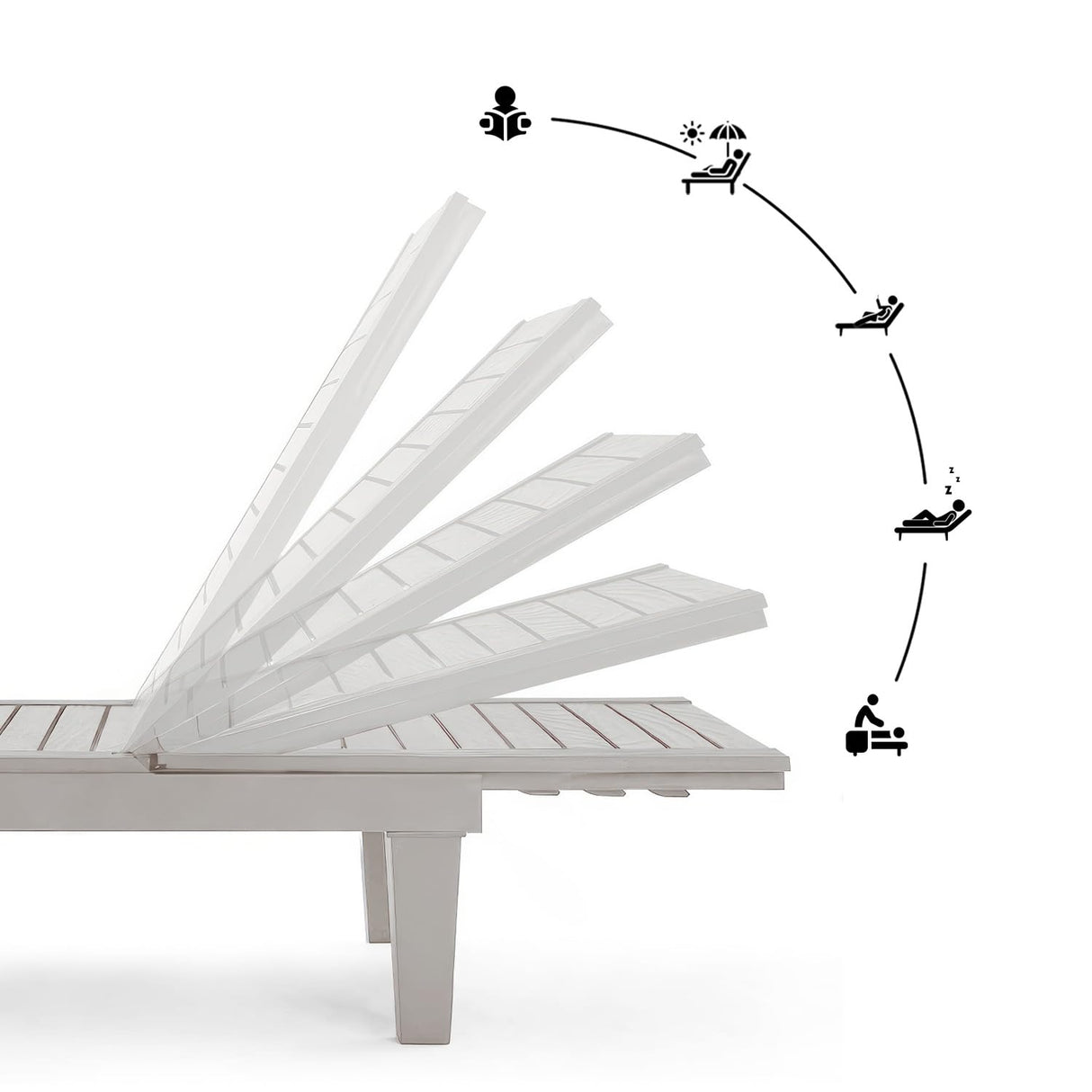 Nestl Patio Chairs - Grey Chaise Lounge Chair Outdoor, 5-Position Adjustable Sun Tanning Chair, Waterproof Pool Lounge Chairs Set of 2, Reclining Lawn Chair, Lightweight Outdoor Lounge Chairs Nestl