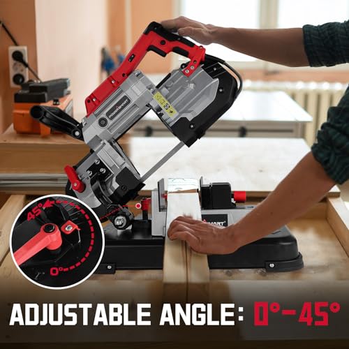 PowerSmart Portable Band Saw with Removable Alloy Steel Base, 10Amp 1100W Motor 5-Inch Deep Cut Bandsaw for Metal Wood PowerSmart