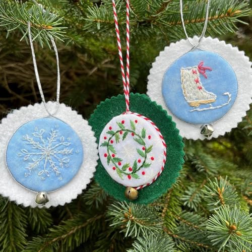 TMAKOTO Hand Embroidery Christmas Ornaments Kit,Christmas Embroidery Kit,Embroidery Kit Christmas Ornaments, Christmas Embroidery Kits for Adults Beginners (12 Pcs Colorful Set)