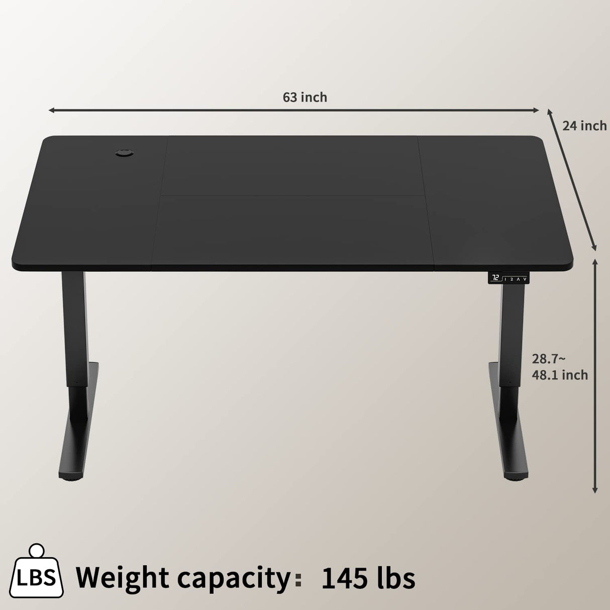 Furmax Electric Height Adjustable Standing Desk Large 63 x 24 Inches Sit Stand Up Desk Home Office Computer Desk Memory Preset with T-Shaped Metal Furmax