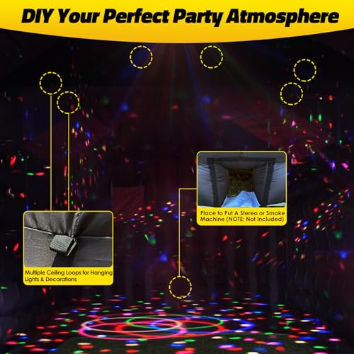 GR8FUN Small Inflatable Nightclub Tent 16.5x13x11.5Ft with Blower, Oxford Fabric Black Party Tent, Gazebo Event House for Backyard, Birthday, Rental Use GR8FUN