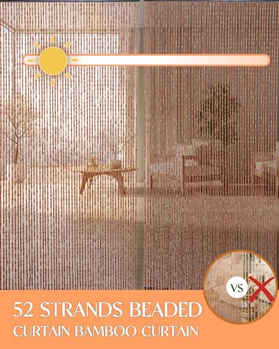 Erfolkerz 52 Strands Beaded Curtain for Doorways -35.4"x79"- Handmade Natural Beaded Curtains,Boho Doorway Wood and Bamboo Bead Curtain-As Insect Screen/Room Divider-Brown Erfolkerz