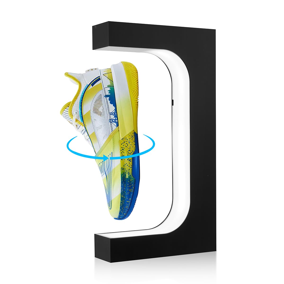 exekoml Levitating Shoe Display, Floating Shoe Display Stand 360 Degree Rotating Magnetic Levitation Sneaker Rack Holder with LED Light for Home Decoration, Gifts, Shoes Store Show (Black) exekoml