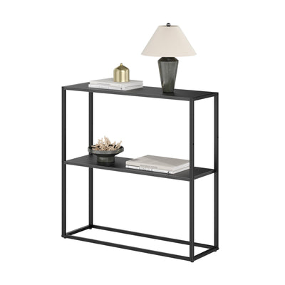 TIQLAB Small Entryway Table, 29.5" Narrow Console Table with Shelves, Sofa Table, Couch Table, Side Table, Entry Table for Hallway, Living Room, Small Space, Black