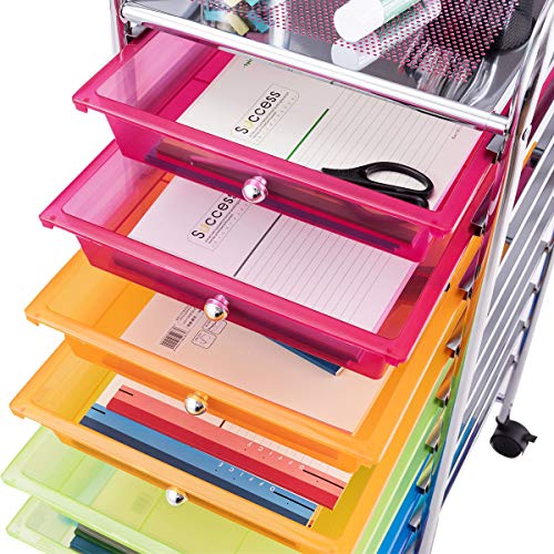 Giantex 10 Drawer Rolling Storage Cart Scrapbook Paper Office School Organizer (Multicolor) Giantex