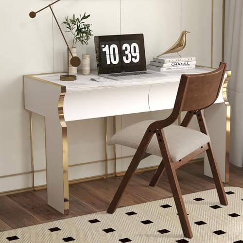 Ball & Cast Folding Chairs Set of 2 with Back & Padded Cushion,Portable Foldable Dining Upholstered Stool W/Solid Wood Frame,Ergonomic Design,for Kitchen,Office,Outdoor Events,Walnut Ball & Cast