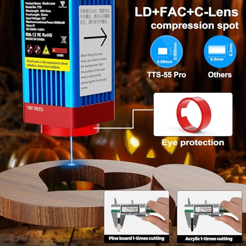 TTS-55 Pro Laser Engraver 5500mW Lazer Engraving Machines 0.1mm High-Precision DIY Cutter 300x300mm Engraving Area 32-Bit Motherboard for Wood Acr(Class: 4A) OUYZGIA