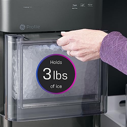 GE Profile Opal 2.0, Chewable Crunchable Countertop Nugget Ice Maker, Scoop included, 38 lbs in 24 hours, Pellet Ice Machine with WiFi & Smart Connected, Black Stainless Steel Profile