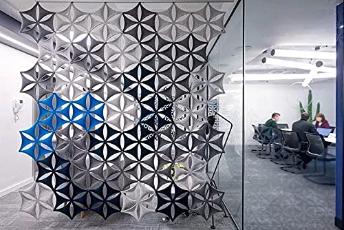 OSHIYINN Felt Fiber Surface High Density Polyester Fiber Board 3D Flower Venus 14"x12" Hanging Room Divider Panel Cut Room Partition Home Decoratio(12 Pcs)(Sky Blue) OSHIYINN