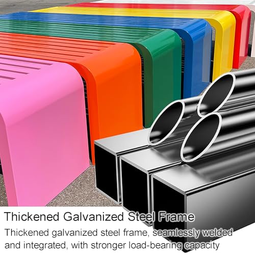 Steel Frame Outdoor Indoor Bench, Outdoor Benches Weatherproof, Art Deco Alloy Picnic Bench, All Weather Resistant Backless Patio Garden Bench, for Garden, Porch, Park, Balcony, Outside(Yellow,180CM/7 FQWYNMZ