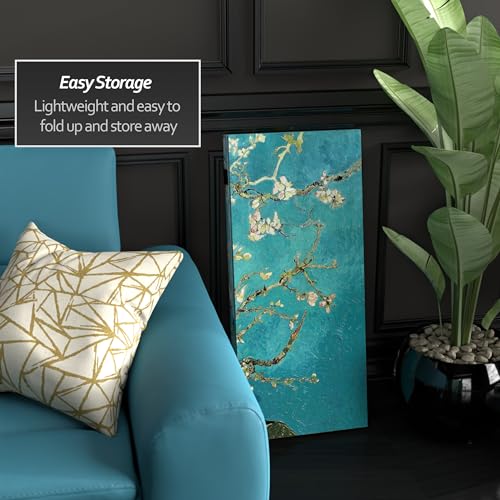 Red Lantern Double Sided Works of Van Gogh Canvas Folding Screen - Almond Blossoms/Wheat Field, 3 ft Short - 3 Panel Red Lantern