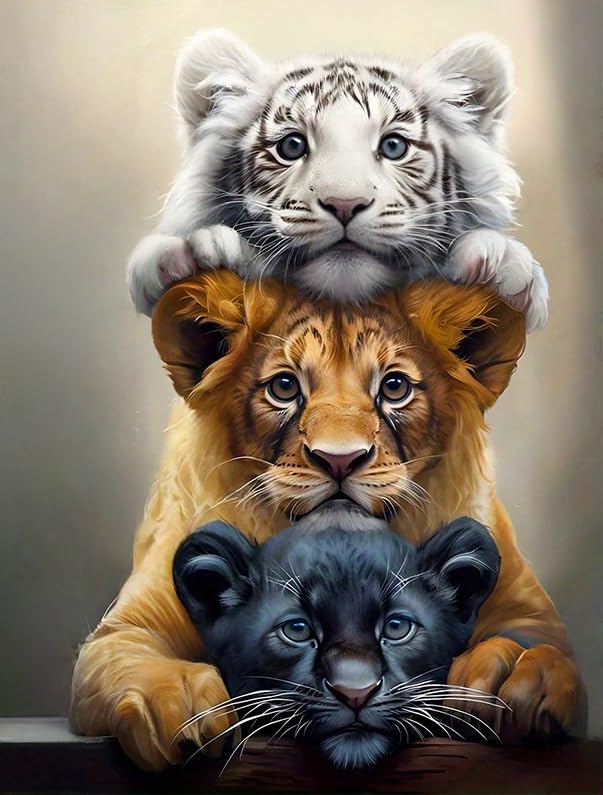 GXGLLPZBY DIY Tiger Animal Diamond Painting Kits, 5D Diamond Art for Beginners Adults, Round Full Drill Diamond dot Art Kits,Gem Art for Adults Home Wall Decor 11.8x15.8in GXGLLPZBY