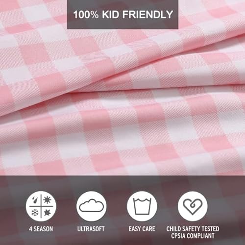 Eddie Bauer Kids - Twin XL Sheets, Stain-Resistant Toddler Bedding with Matching Sham(s), Super Soft, Ideal Pink Room Essentials (Poppy Plaid Pink, Twin XL) Eddie Bauer