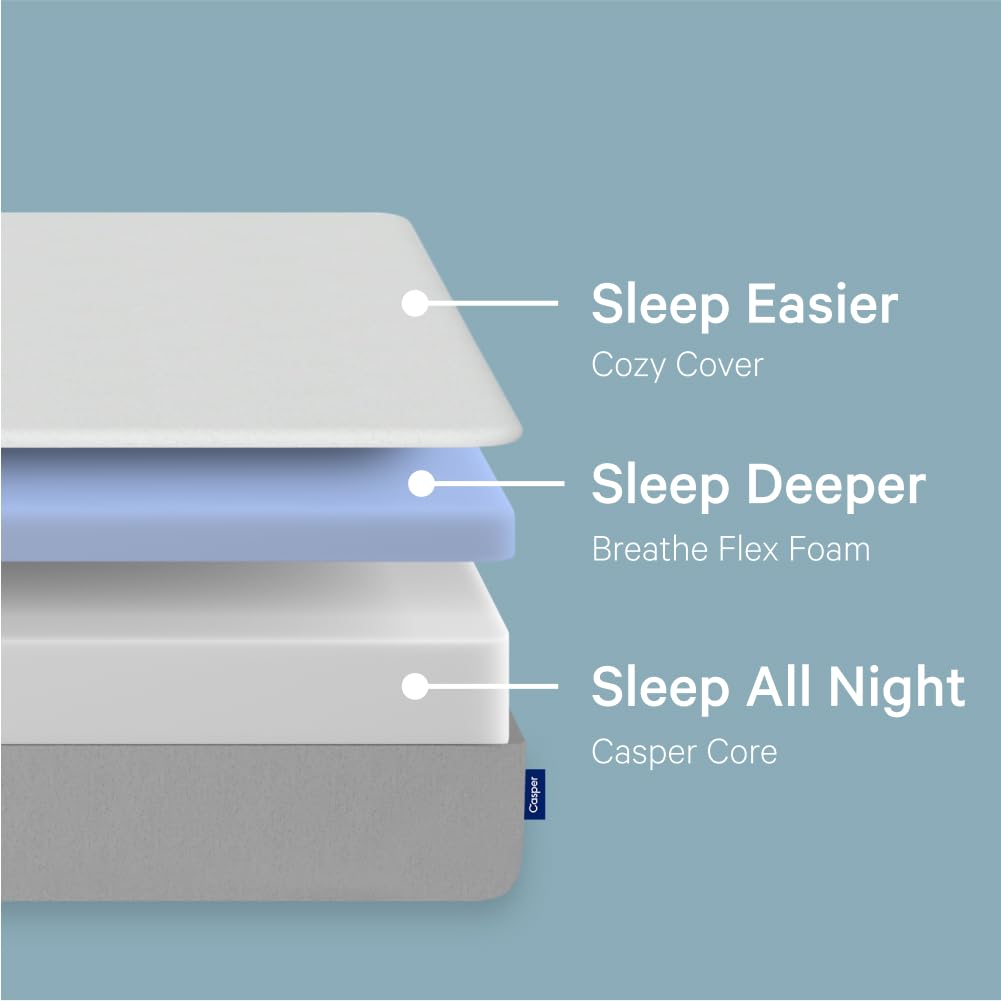 Casper Sleep Element, Queen Medium Firm Mattress - Memory Foam + Support - 100-Night Trial - CertiPUR-US Mattress, Grey Casper