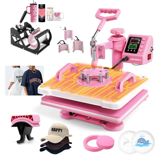 Whubefy Upgraded Heat Press Machine 12x15, 8 in 1 Clamshell Heat Press Combo w/DTF, Sublimation Paper, Tumbler Heat Press 11-20oz, Vinly/HTV/Sublimation/Heat Transfer/Shirt Heat Press Machine Whubefy
