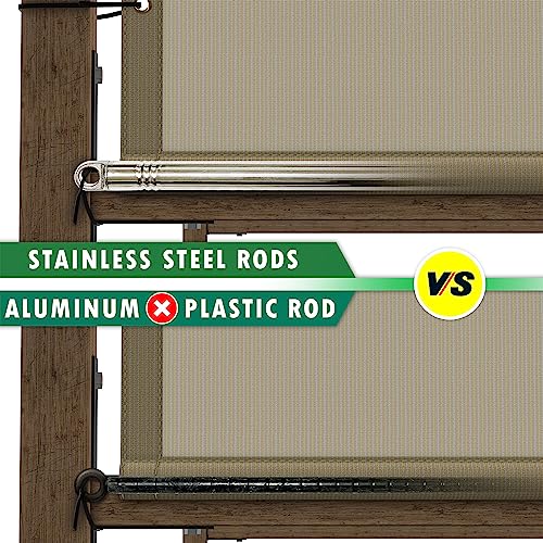 ColourTree 8' W x 16' L Brown Pergola Sun Shade Canopy Replacement Cover, Commercial Grade 260 GSM Cloth for Outdoor Patio, Includes Stainless Steel Weighted Rods (We Make Custom Size) ColourTree