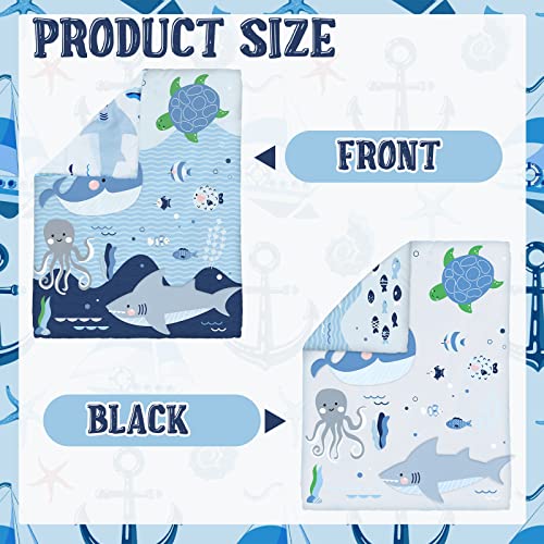 Rtteri 4 Pieces Baby Crib Bedding Set, Nursery Bedding Standard Size Soft Baby Bedding Set Including Crib Skirt, Blanket, Sheet and Diaper Stacker for Girls and Boys(Whale) Rtteri
