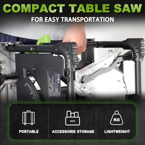 SIROCCO Dustless Table Saws for Jobesites, 10" Cutting Blade 98.5% Dust Collection Rate Cutting Speed Up to 4500RPM, 60T Blades SIROCCO
