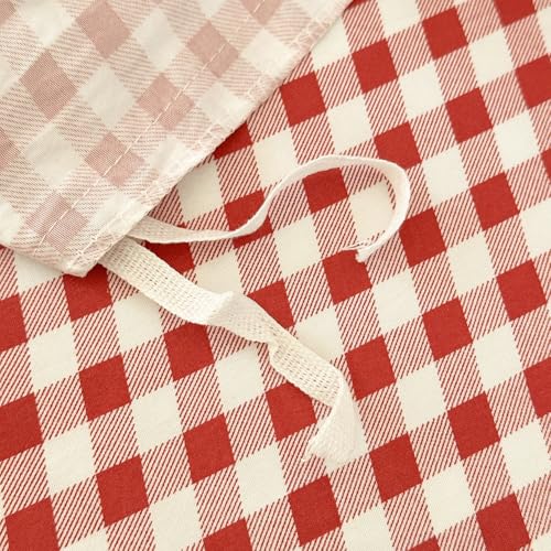 NSNLGSGC Red Gingham Duvet Cover Set Queen, Grid Simple Geometric Square Pattern Comforter Cover,Soft Plaid Washed Microfiber Bedding Cover(3PCS,Queen) NSNLGSGC