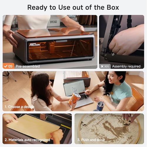 Creality Falcon A1 10W Laser Engraver, Enclosed Laser Cutter with Air Assist, HD Camera Positioning, Beginner-Friendly, Class 1 Safety Laser Engraving Machine for Wood and Metal, Acrylic Creality