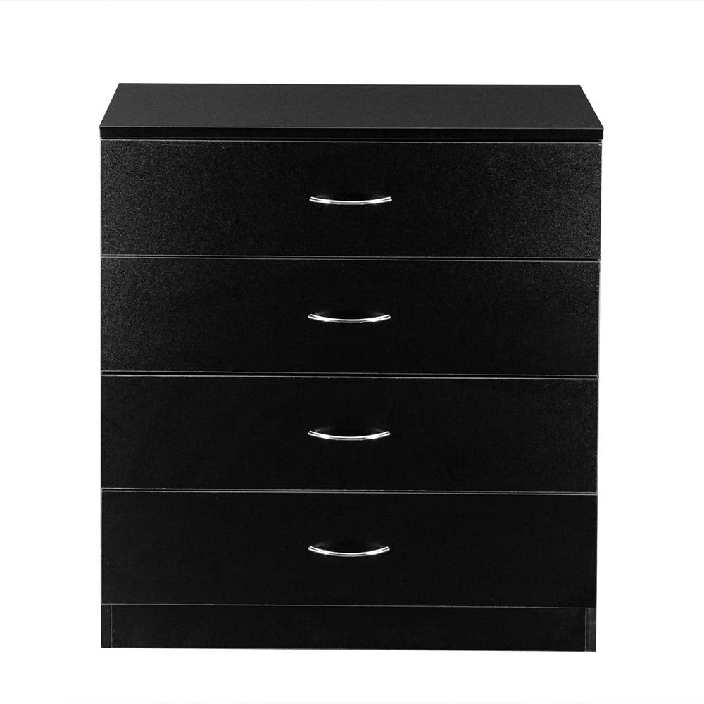 Karl home Black 4 Drawer Dresser for Bedroom, Modern Nightstand Storage Chest of Drawer, Wooden Side Table End Table, Living Room, Reception Room Karl home