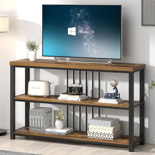 FOLUBAN Industrial Console Table, 3 Tier Entryway Sofa Foyer Table for Living Room Hallway Behind Couch, Rustic Brown FOLUBAN