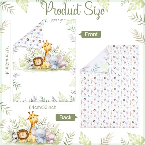 Hahafelt 4 Pieces Baby Crib Bedding Set for Girls and Boys, Soft Baby Bedding Set Including Crib Skirt, Comforter, Sheet and Diaper Stacker for Nursery (Wildlife Theme) Hahafelt