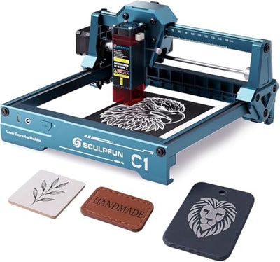 SCULPFUN C1 Mini Laser Engraving Machine - 3W Portable Laser Engraver for Beginners, 0.04mm High Precision, Plug and Play, Ideal for DIY Wood, Acrylic and Leather, Engraving Area 150 * 130mm