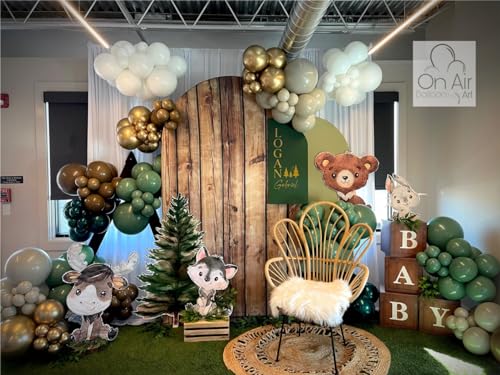 JASREE 6.6FT Rustic Wood Arch Cover Spandex Fitted Wedding Arch Stand Backdrop Covers 2-Sided Round Top Chiara Arch Backdrop Cover for Birthday Party Baby Shower Banquet Decor(3.3x6.6ft,No Frame) JASREE