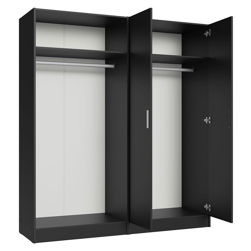 Madesa 4 Doors Storage Cabinet with Ample Shelves Space 63" L Utility Armoire Closet Entryway and Bedroom Organization Unit (Black) Madesa
