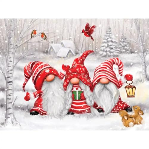 Bits and Pieces – Large 500 Piece Jigsaw Puzzle for Adults – Three Gnomes' Christmas Winter Jigsaw Puzzle by Artist Makiko, Completed Puzzle Size: 18" x 24" Bits and Pieces