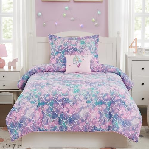Kaleido Space Twin Comforter Set for Girls- 3 Pieces Glow in The Dark Mermaid Twin XL Bedding Set with 1 Comforter, 1 Decor Pillow & 1 Pillow Shams Kaleido Space
