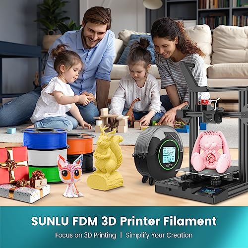SUNLU PLA 3D Printer Filament PLA Filament 1.75mm, Neatly Wound PLA 3D Printing Filament 1.75mm, Dimensional Accuracy +/- 0.02 mm, Fit Most FDM 3D Printers, 1kg Spool (2.2lbs), PLA Black SUNLU