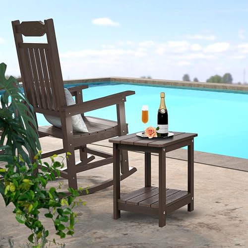 ONBRILL Outdoor Rocking Chair, All Weather Resistant HDPS Poly Rocker Chairs, Front Porch Rocker with 350 lbs Weight Capacity for Outdoor and Indoor-Brown ONBRILL