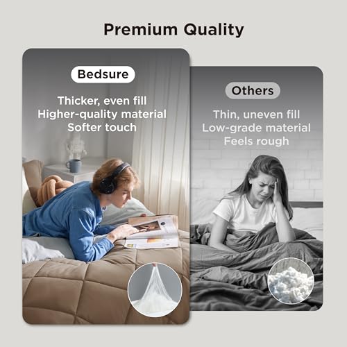 Bedsure Queen Comforter Set - 7 Pieces Reversible Brown Bedding, Queen Size Bed Set for All Seasons, Bed in a Bag with Down Alternative Comforter, Sheets, Pillowcases & Shams Bedsure