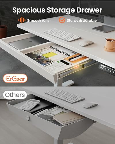 ErGear 48 x 24 inch Electric Standing Desk Adjustable Height with Drawers, 4 Memory Height Settings, Sit Stand Up Desk for Home Office & Computer Workstation, White ErGear