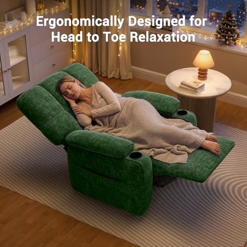AMADA HOMEFURNISHING Power Recliner Chair for Adults, Infinite Adjustable Chenille Electric Recliner with Cup Holder, Remote, USB Port, Side Pockets & Thick Seat Cushion, for Living Room & Bedroom