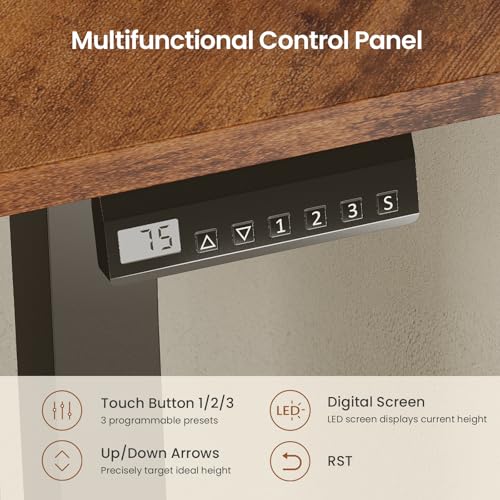 SEDETA Corner Electric Standing Desk, 32'' Small Height Adjustable Computer Desk with Drawer for Gaming, Small Space, Stand up Home Office Writing Desk, Rustic Brown SEDETA