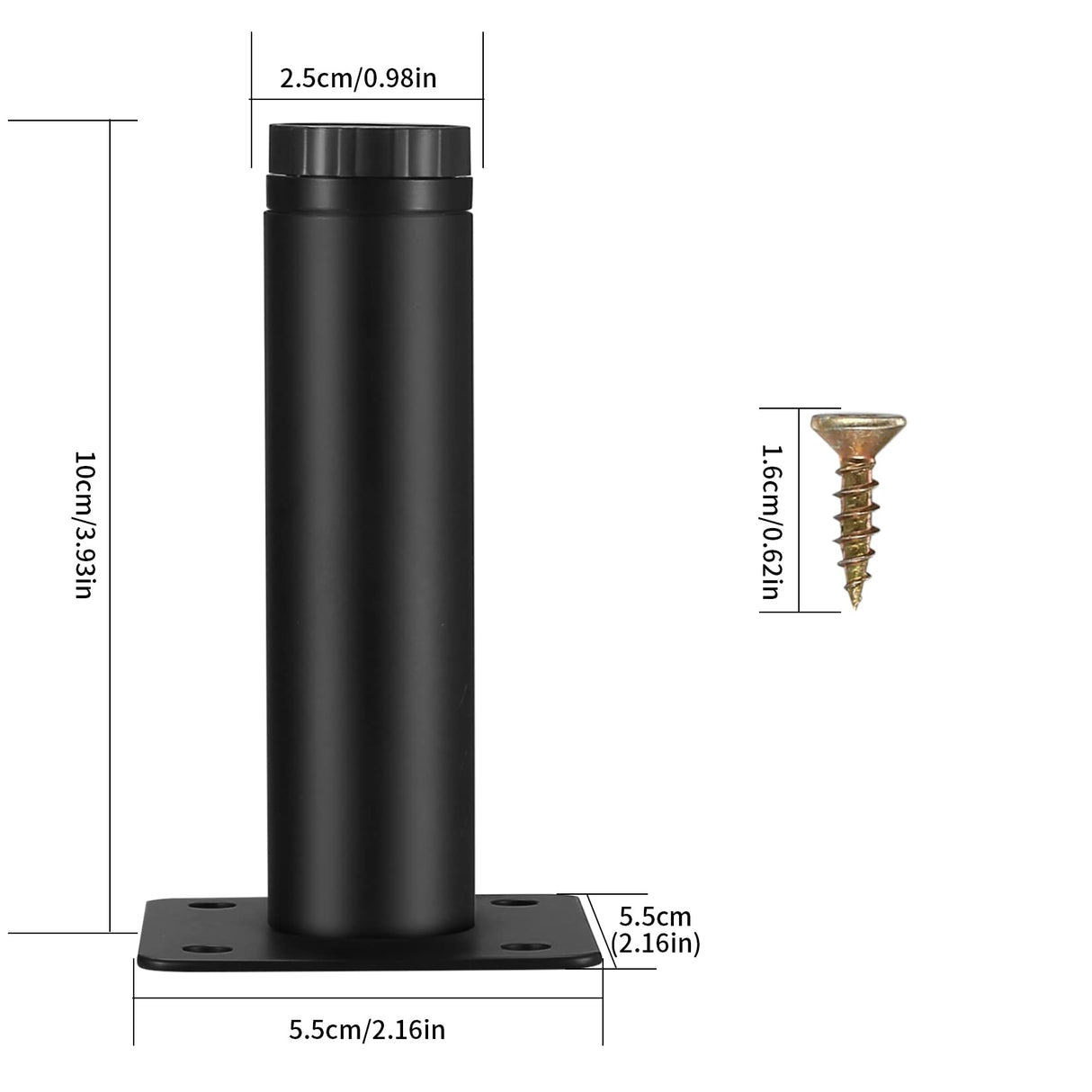 Fulushouxi 4 Pcs Furniture Legs, Metal Cabinet Legs, 4 inches/10 cm Adjustable Furniture Support Feet for Kitchen Shelves Sofa Table Chair Desk Cupboard Furniture Adjustable Legs Feet Foot Fulushouxi
