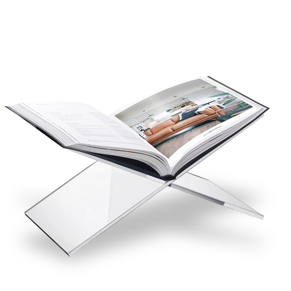 SK Acrylic Book Stand Large - 6 x 12 x 6" - Quran Holder - Coffee Table Book Stand - Cookbook Stand for Kitchen - Home and Table Decor Sarvo Kitchen
