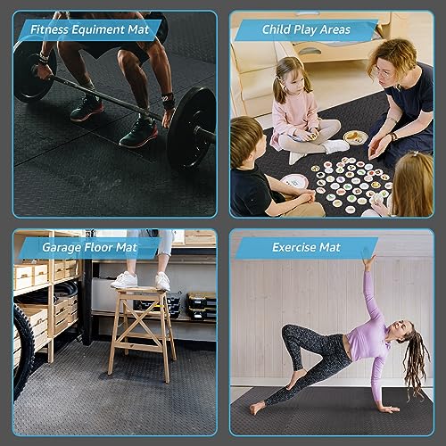 Art3d Eva Puzzle Exercise Mats, 1/2” Thick Foam Interlocking Tiles for Gyms, Flooring, Workout, Gym Equipments, Pack of 6 Art3d