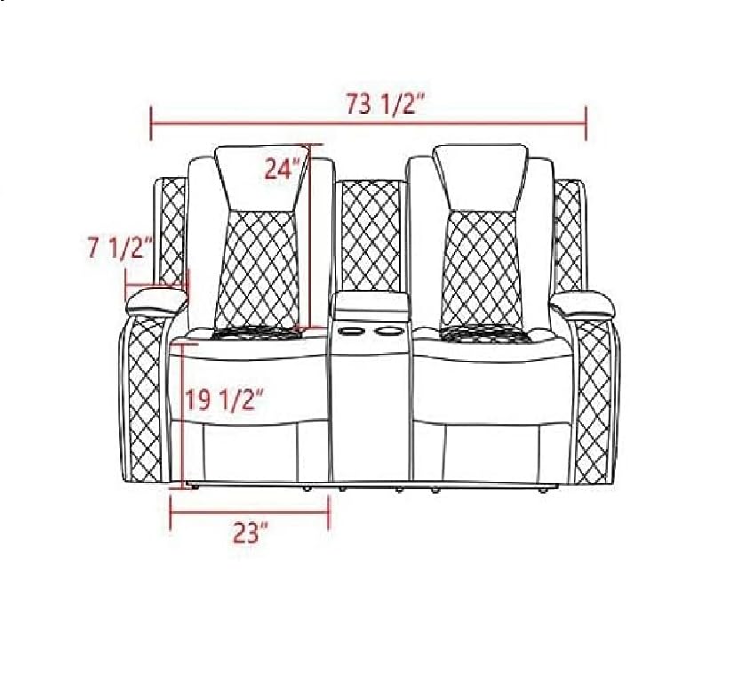 AYCP Multifunction Power Air Leather Recliner Sofa Set with LED Lights, Living Room Furniture, Reclining Sofa, loveseat, Chair with USB Port/Storage (Black, Loveseat+2 Chairs) AYCP