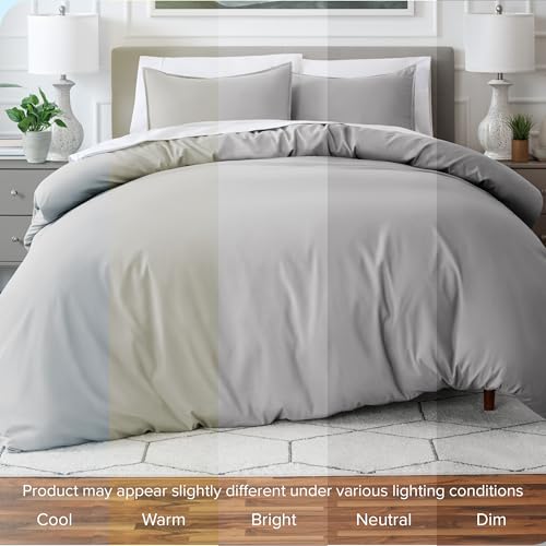 Bare Home Bedding Duvet Cover King Size - Premium 1800 Super Soft Collection - Lightweight, Cooling - Soft Breathable Bedding Duvet Cover (King, Light Grey) Bare Home