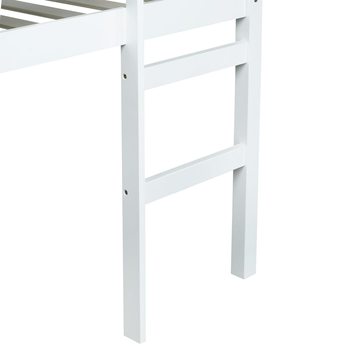 Bellemave Low Loft Bed, Wood Full Loft Bed Frame with Guardrail for Kids Boys Girls, No Box Spring Needed, White Bellemave